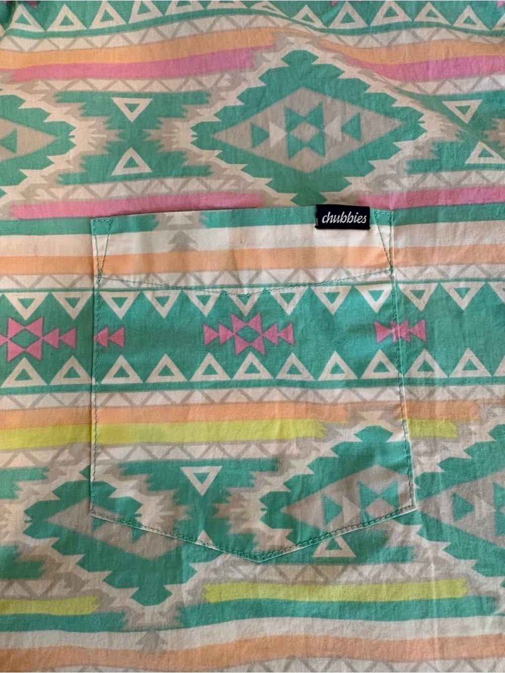 ⚪️⚪️Chubbies Men's Short-Sleeve Button-Up Shirt in Mint Aztec Print XXL - Picture 3 of 6